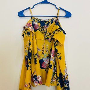 FLORAL SUMMER YELLOW BLUE TOP
